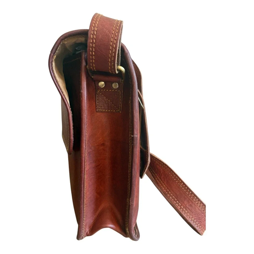 Urban Leather Mens Brown Distressed Leather Messenger Bag Satchel Briefcase
